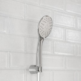 SCHÜTTE Napoli Hand Shower, Velvet Jet Technology, Shower Head with Anti-Limescale Nubs, 3 Adjustable Jet Types and Water Stop Function, Anti-limescale Shower Head, Chrome