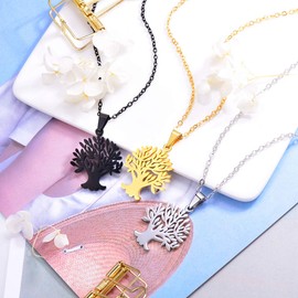 FOCALOOK Women Necklaces,Stainless Steel Tree of Life Yggdrasil Pendant Necklace for Ladies Gilrls 20 Inch Rolo Chain Gift Packed