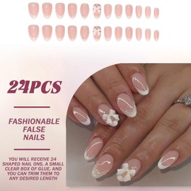 24PCS Milky White French Round Short Press-On Nails - Jelly Sticker Application - Natural Short Square Style - Reusable Salon-Quality Manicure Kit with Tools - Travel-Friendly Elegant Design
