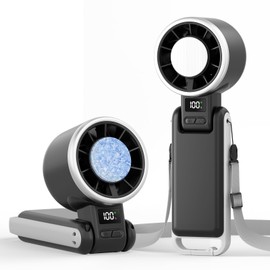 TriPole Portable Handheld Turbo Fan with Ice Cooling, 5 Speed Battery Rechargeable Foldable 3 in 1 Mini Fan, Neck & Desk Fan, Quiet Personal Fans for Outdoor, Travel, Camping, Hiking, Working