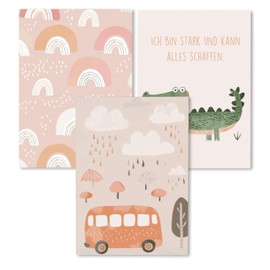 Kidsmood - Affirmation Poster for Children's Room - Encouraging Pictures for Children's Room Girls & Boys - Baby Room Decoration - Wall Pictures Animals for Children's Room Decoration [Crocodile Thick