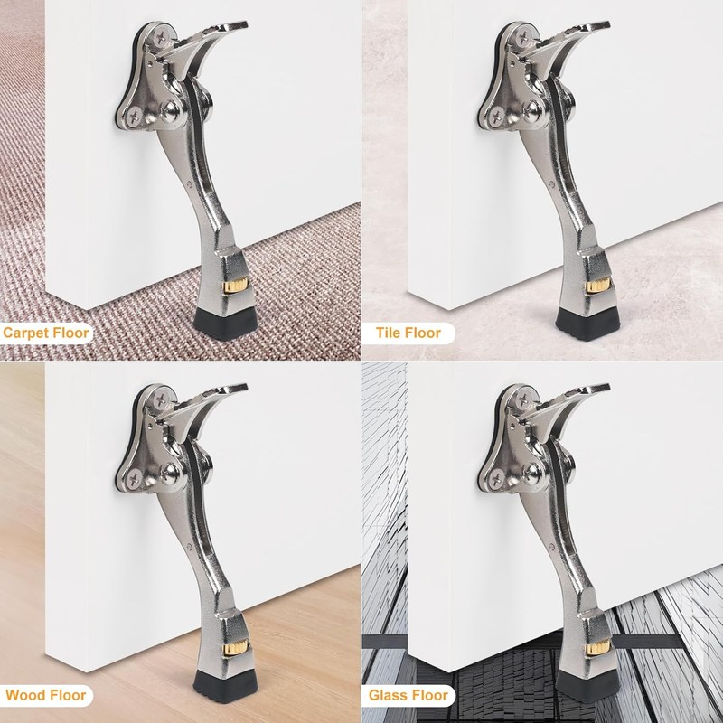 1 Pack Satin Nickel Kick Down Door Stopper for Bottom