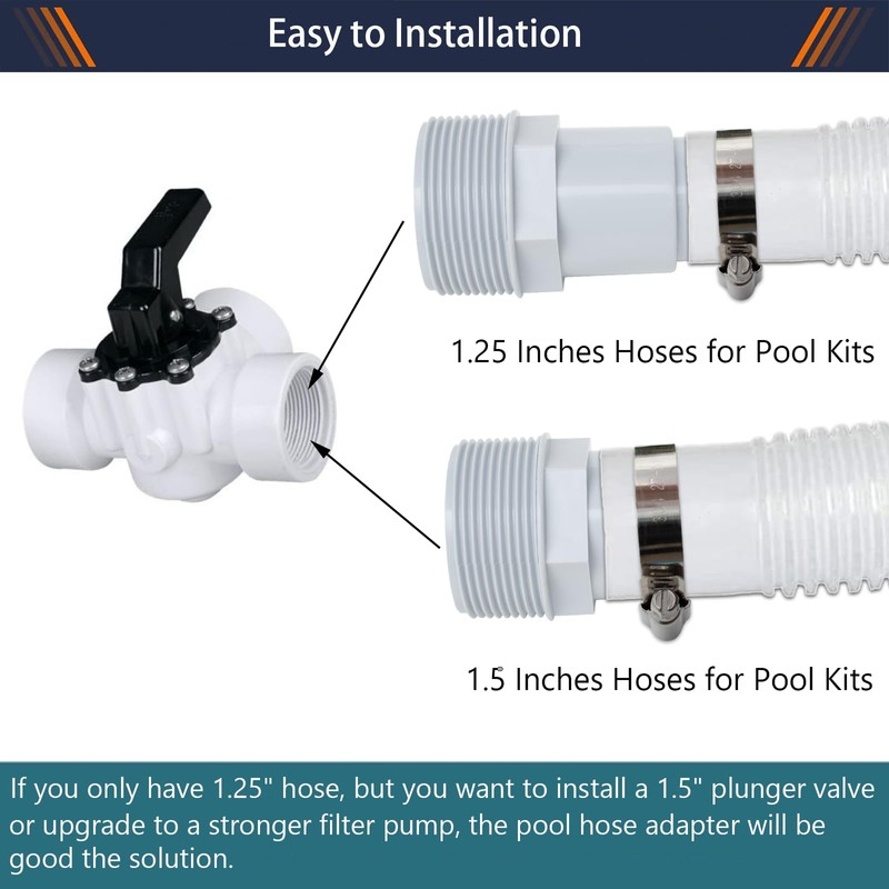 Pool Hose Adapter 1-1/4" or 1-1/2" Pool Hose Adapter 1.25