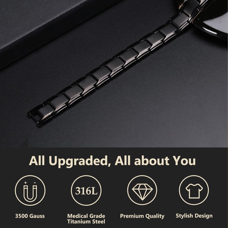 FeracoPulsera magnética para hombres pulsera de tratamiento magnético de acero