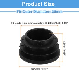 QUARKZMAN Pack of 28 Round Cover Caps, Black Blanking Plugs, Polyethylene Pipe Cover, 25 mm (0.98 Inch) Furniture Leg Tube Insert, Plastic Caps, Sealing Cap for Chair Sofa Shelf