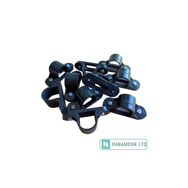 20MM Plastic PVC Conduit Saddles Black - Pack of 5
