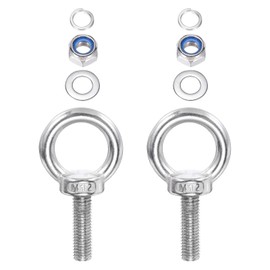 TA-VIGOR 2Pcs M12 x 50mm Lifting Long Eye Bolt, 304 Stainless Steel Wall Expansion Anchor Bolts, Masonry Concrete Screws Shoulder Eyebolt Lifting Ring with Nuts Washers for Hanging Hammock Article