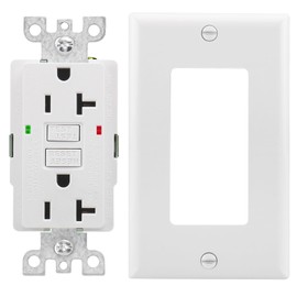 Wengart GFCI Outlet Tamper Resistant,LED Indicator,Ground Fault Electric with Decor Wall Plates and Screws,UL Listed,Back &Side Wire,White (Non-TR_20A 1Pack)