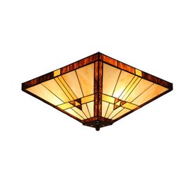 RUNNUP Mission Style Ceiling Mount Lighting Creative Ceiling Fixture Special Decoration Stained Glass Drop Ceiling Lighting for Living Room,Corridor, Bedroom 11.81inch