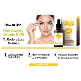 Vitamin E Oil Non Greasy Face Oil Treatment Dark Spots Face And Hair Oil Normal to Dry Skin Vitamin E Oil 50mL1.69oz By BELLE
