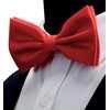 GUSLESON Mens Adjustable Solid Red Bow Tie Pre-tied Wedding Bowtie