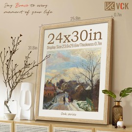 VCK 24x30 Poster Frame Set of 3 - Oak, Natural Solid Wood Picture Frames, Wall Hanging