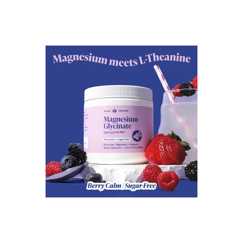 Nuven Naturals Magnesio Glicinato L-Theanine Magnesium Glycinate L-Theanine Powder, 60