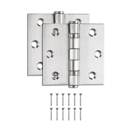 sourcing map 2Pcs 3.4"x3.4"x0.1" Door Hinges with 6 Holes and Screws Ball Bearing Interior Door Hinges Symmetry Holes Layout for Bedroom, Bathroom, Living Room, Silvery