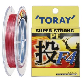 Toray PE Line, Super Strong, PE Throw, F4, 656.2 ft (200 m), No. 1.5, 16.6 lbs (7.5 kg), 4 Pieces, 4 Colors