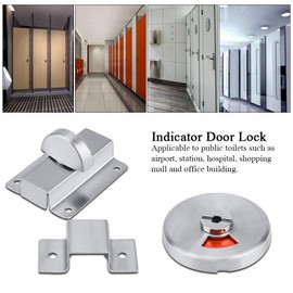 Latch Indicating Door Lock Stainless Steel Bolt Lock Privacy Partition Door Lock Latch with Vacant Engaged Indicator Screw Fitting for Bathroom WC Public Restroom Toilet