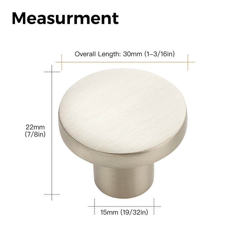 Ravinte Pack of 5 Cabinet Knobs, Brushed Nickel Knobs for