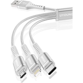 Charging Cable 3 in 1 Silver, 11.8 inches (30 cm) (1 piece)