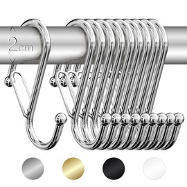 Blau Marité ROYAL Model 10 S Shaped Hooks with Fall Protection System Help with House Organization (Silver, Medium (Rods <2cm)