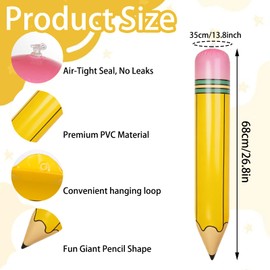 27 In Back to School Large Inflatable Pencil Balloons, Back to School Decor