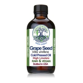 RAW Grape Seed Oil | Virgin Organic Unrefined Cold Pressed | Vitis vinifera Seed Oil | EFA Oleic Linoleic | 2oz