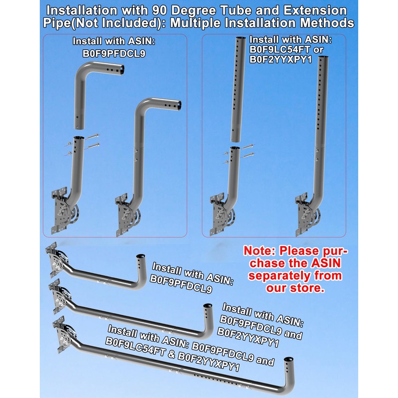 Heavy Duty Pivot Antenna Pole Mount Bracket, J-Pipe Solid Rustproof