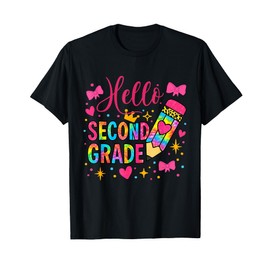 Hello Second Grade Colorful Pencil Tie Dye Back to School T-Shirt
