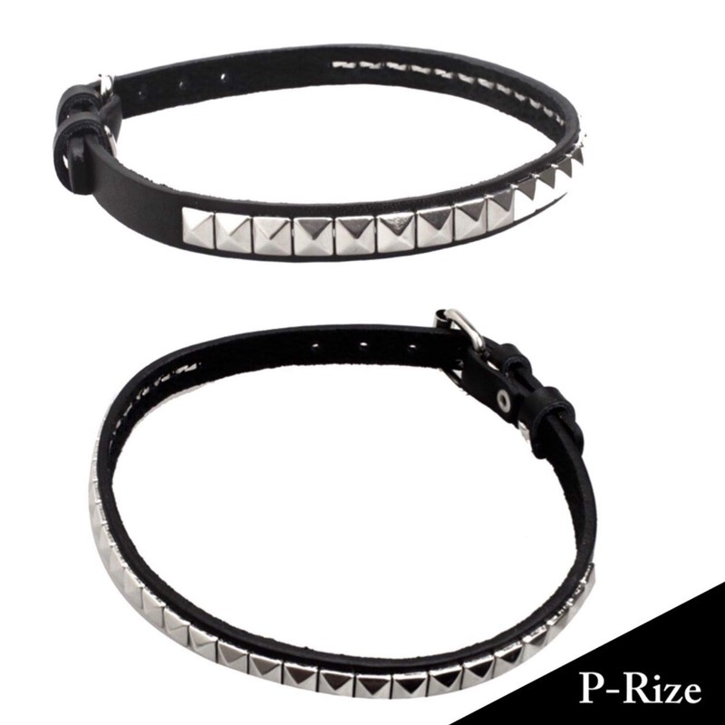 P-Rize Leather Choker Women's Small Pyramid Studded Men's Punk Rock