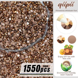 qiipii 1550PCS 5mm Copper Resin Rhinestones for Crafts Brown Flatback Jelly Resin Rhinestones Bulk SS20 Non-Hotfix Coffee Stones Diamonds Gems Charms for Face Eyes Makeup Tumblers DIY Crafts Decor