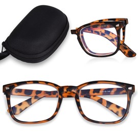 OPTOFENDY Folding Reading Glasses for Women Men, Portable Blue Light Glasses with Zipper Case, Tortoise 2.0