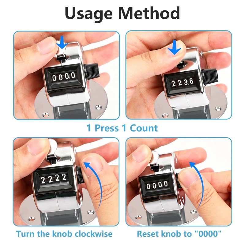 HilBeliFU 5Pcs Clicker Counter Set, 4 Digit Hand Counter Clicker