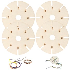 fufupaw 4 Stück Knüpfstern, Knüpfstern Aus Holz, Armbänder Knüpfen, Holz Perlen Weben Set für DIY Armbänder Geburtstag Festival Geschenke, Geeignet für DIY, Stricken, Seilen, Liebe Handwerker Zu Sein