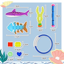 Swanote Juego de Piscina de Buceo de 31 Piezas para niños de 3 a 12 años, Juego Gigante con Bolsa de Almacenamiento, Juegos de Piscina, Juguetes de Peces acuáticos para Nadar en Verano