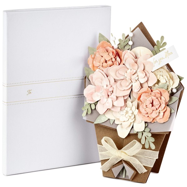 Hallmark Signature Paper Craft Flowers Displayable Bouquet Mothers Day Card for Mom, Model Number: 1499MBC1019