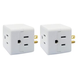 Uninex PS36 3-Outlet Grounded Plug Cube Taps, Extra-Wide Adapter Spaced, Easy Access, Compact, ETL Listed, 2-Pack