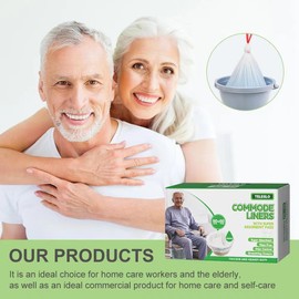Commode Liners with Absorbent Pads-60PCS Disposable Portable Toilet Bags for Bedside Commode, Bucket, or Bedpan (60 Bags & 60 Pads)