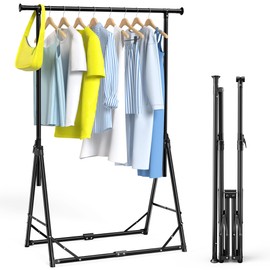 MAXLEAD HOME Clothes Rack Foldable Clothing Rack, 64.5''H Collapsible Garment Rack with 4 levels Adjustable Height, Portable Coat Rack for Travel, Camping, Drying, RV, Indoor, Outdoor, Easy Assemble