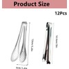 12 Pcs Premium Small Serving Tongs,Mini Stainless Steel Appetizer Tongs,Tiny