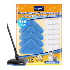 KEEPOW Steam Mop Pads Compatible with Wagner Steamer 905e, 915e and 925e, Steam Cleaner Pads Replacement with Microfiber Cloths for Handheld Steam Cleaner 4+6 Pack (Mop is Not Included)
