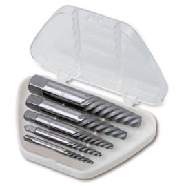 Beta 1430/S5 Schraubenausdrehersatz aus legiertem Stahl im Kasten (5-teiliges Werkstatt-Zubehör zum einfachen Entfernen von gebrochenen Schrauben und Bolzen), Weiß/ Silber