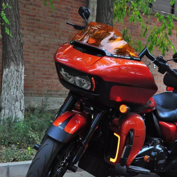 POWERJAMES 7.0" Orange PMMA Transparent Windshield for Harley 15-23 Road