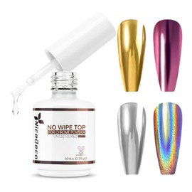 Nicedeco Chrome Top Coat 15ml No Wipe Top Coat Perla Chrome Semipermanente Soak Off UV LED Gel Metallico Unghie Nail Art