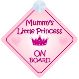Princess on Board Car Sign - Mummy's Little Princess Design with Strong Suction Cup | QG Ltd