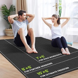Stepwaver Large Exercise Mat 5'×7', 8mm（1/3") Thick Workout Mat for Home Gym Flooring, Non-Slip Cushioned Mat for Cardio, HIIT, Strength, Yoga, Jump Rope, Easy to Clean, Durable for Indoors/Outdoors
