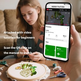 Crafmanoe Embroidery Kits for Beginners Adults, Heart Embroidery Starter Kits Counted Cross Stitch Kits for Beginners Adults Hobbies Set for Women, Embroidery Fabric, Thread, Hoops, and Video Tutorial