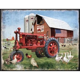 Generic Retro Vintage Big Red Tractor Tin Metal Sign Man Cave Garage Decor 12.5 X 16~2826