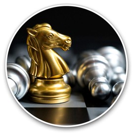 Awesome Vinyl Stickers (Set of 2) 15cm - Golden Knight Chess Board Game Fun Decals for Laptops,Tablets,Luggage,Scrap Booking,Fridges, Gift #16163