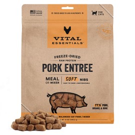 Vital Essentials Freeze Dried Raw Pork Entree & Mixer Cat Food Soft Nibs, 12 oz