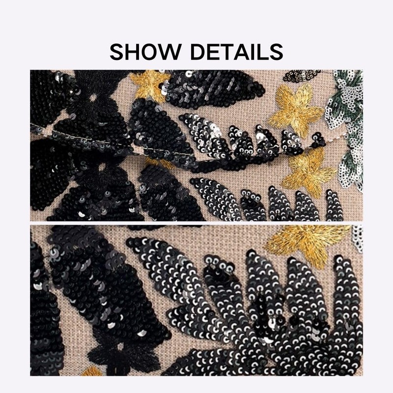 PANOZON Floral Clutch Purses for Women Embroidery Purses Sequin Beaded