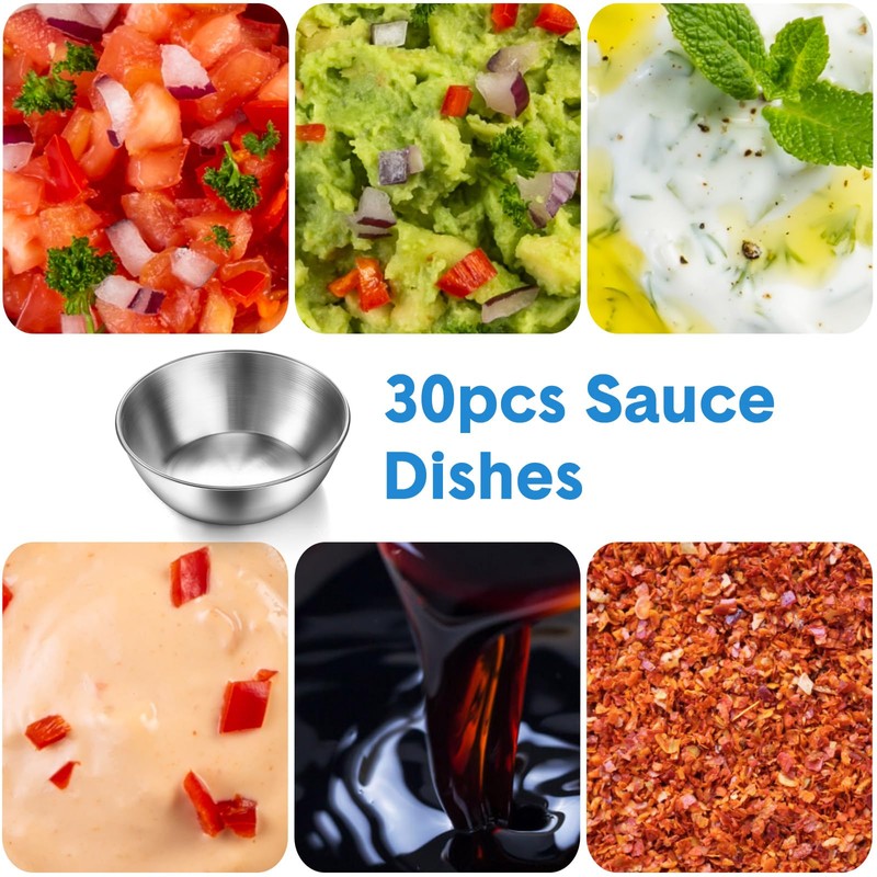 Mimorou 100 Pack 3.3 Inch Stainless Steel Sauce Dishes Bulk